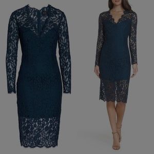 NWT Stunning Bardot Lace Midi Dress Ash Blue Size L